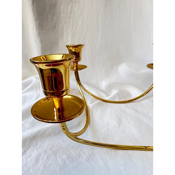 Vintage minimalist  brass 4 candle quartet candle holder dining table home decor - Picture 11 of 11